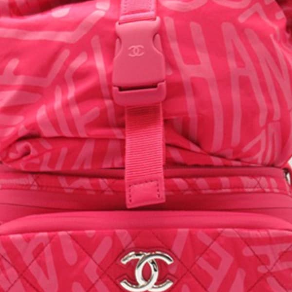 Pre-owned Chanel Printed Nylon Coco Neige Convertible Backpack Pink