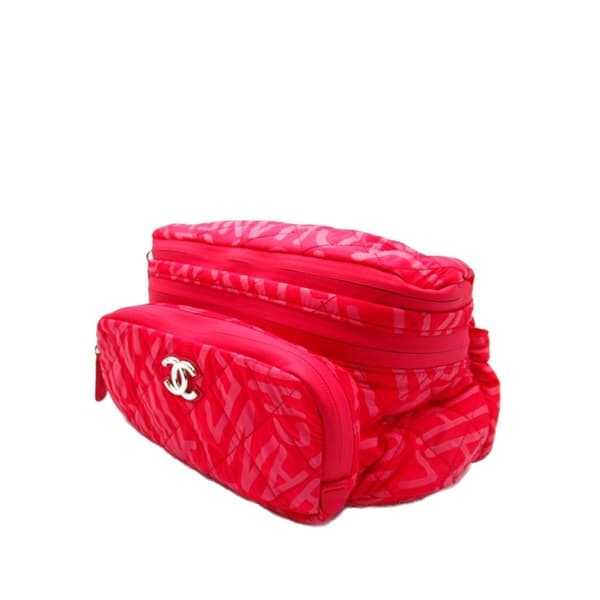 Pre-owned Chanel Printed Nylon Coco Neige Convertible Backpack Pink