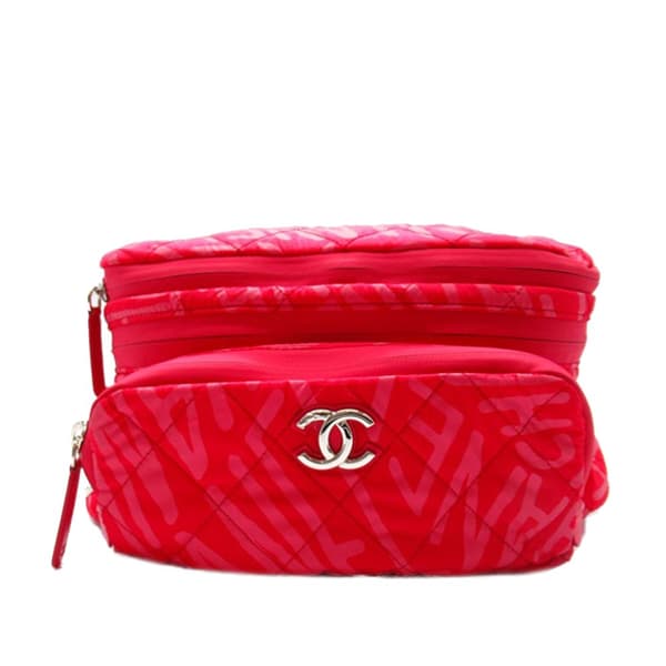 Pre-owned Chanel Printed Nylon Coco Neige Convertible Backpack Pink