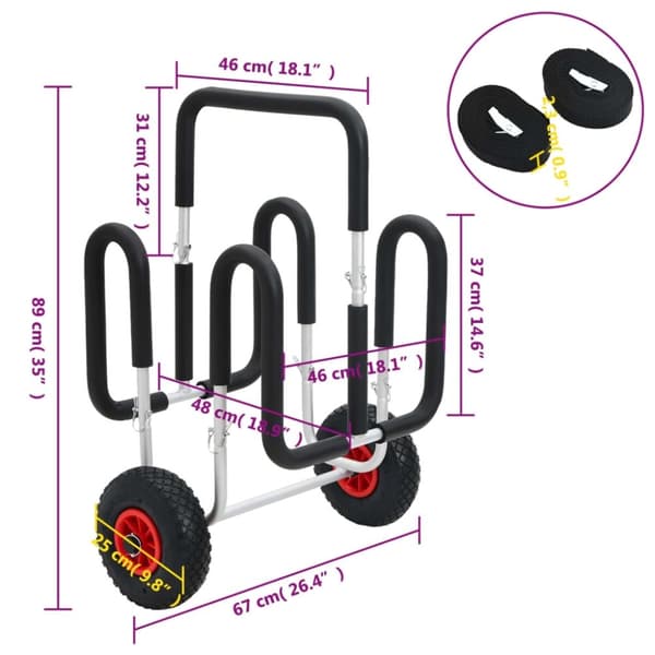 vidaXL SUP vogn for 2 surfebrett 90 kg aluminium