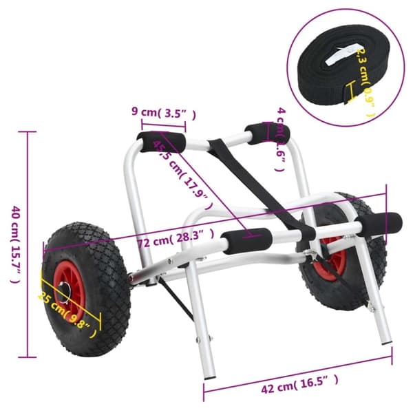 vidaXL Kajakkikärry kokoontaittuva 45 kg alumiini