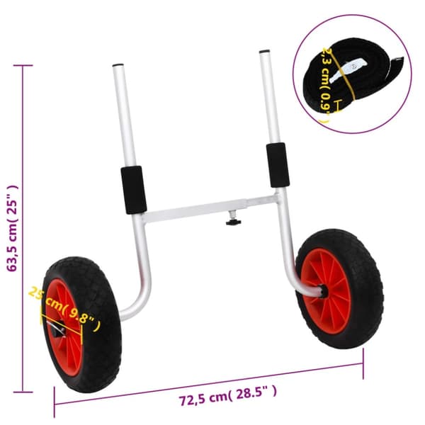 vidaXL Kajakkikärry 90 kg alumiini