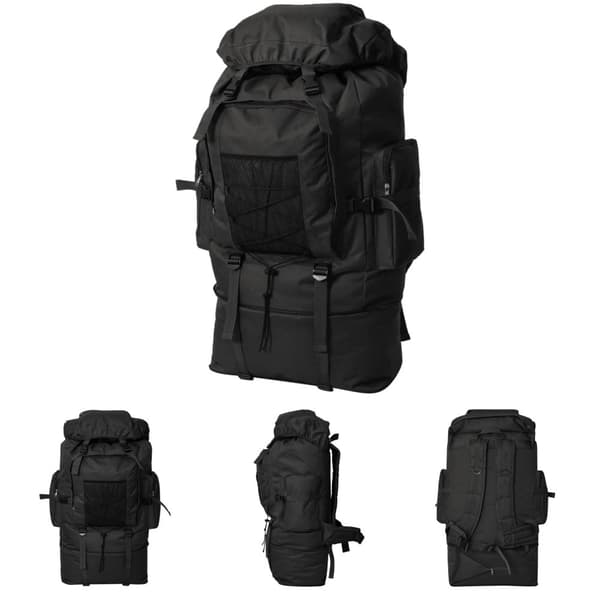 The Living Store Armeija-Tyylinen Reppu XXL 100 L Musta -  SelkÃ¤reput