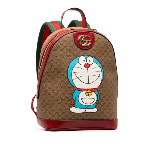 Pre-owned Gucci Micro GG Supreme Doraemon Backpack Brown