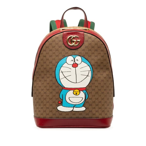 Pre-owned Gucci Micro GG Supreme Doraemon Backpack Brown