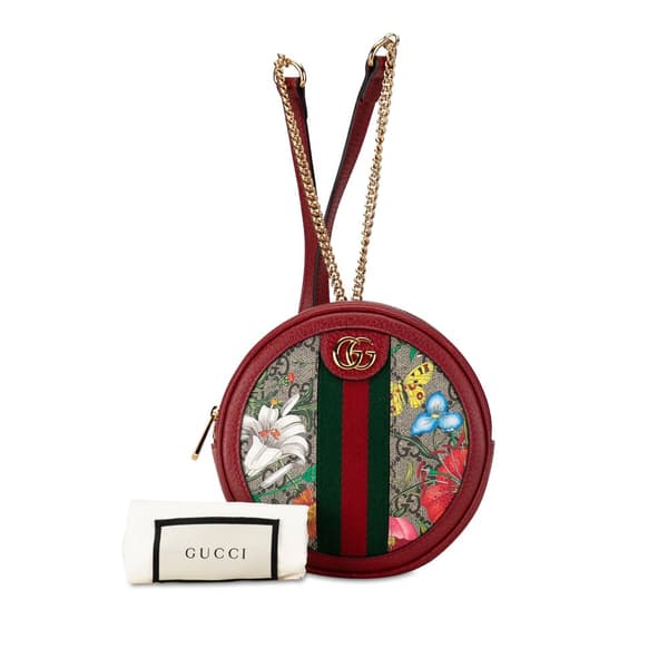Pre-owned Gucci Mini GG Supreme Flora Round Ophidia Backpack Red