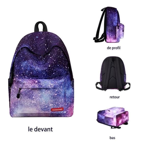 Ryggsäck - BIGILANTUH - Galaxy Skol- och Fritidsryggsäck - Lila - Polyester - 40cm * 30cm * 17cm