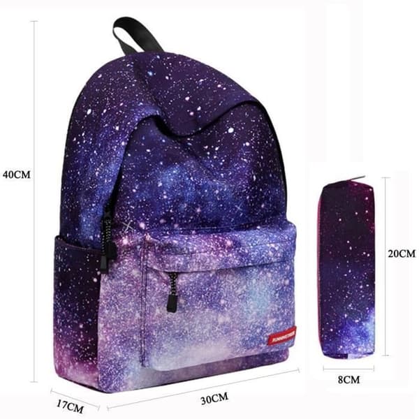 Ryggsäck - BIGILANTUH - Galaxy Skol- och Fritidsryggsäck - Lila - Polyester - 40cm * 30cm * 17cm