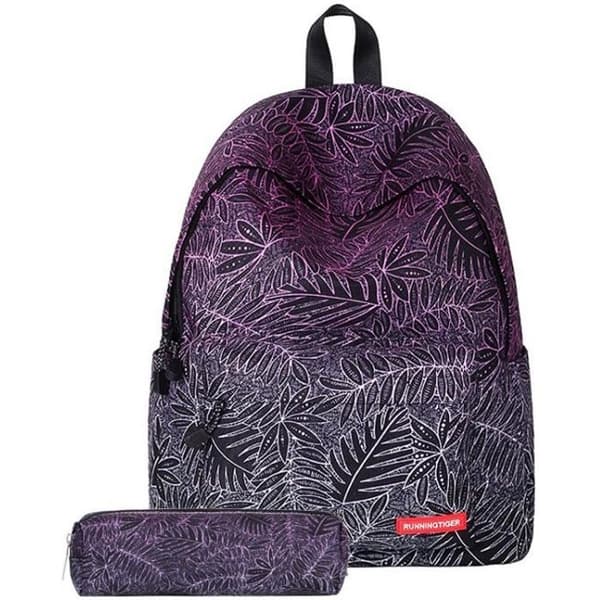 Girl's Schoolbag - Blommönster - Lila - 30*17*40cm - Dekompression