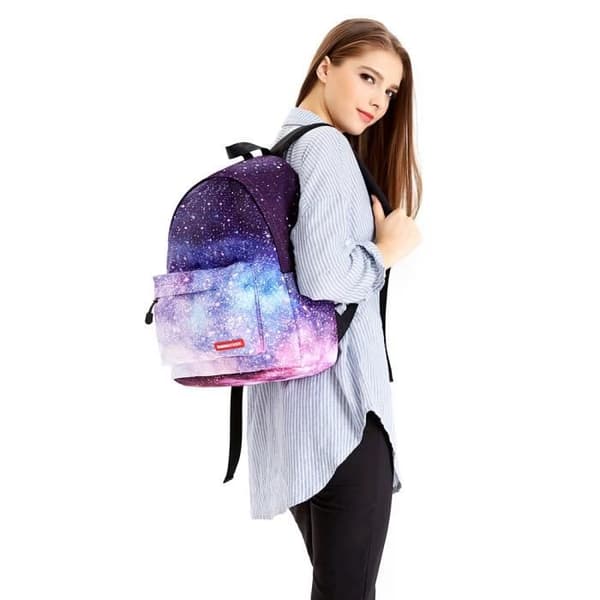 Yolistar skolryggsäck tjej skolväska + klassisk pennfodral stor storlek 20-35L Tvådelad lila