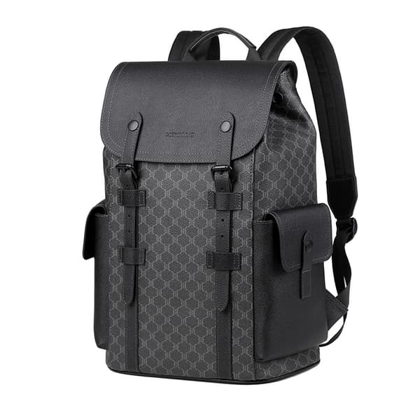 INF Svart PVC-ryggsekk for laptop og reise