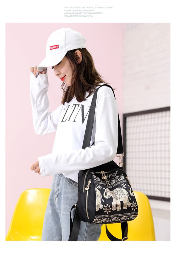 INF Nylon Dual Shoulder Ryggsäck Elephants