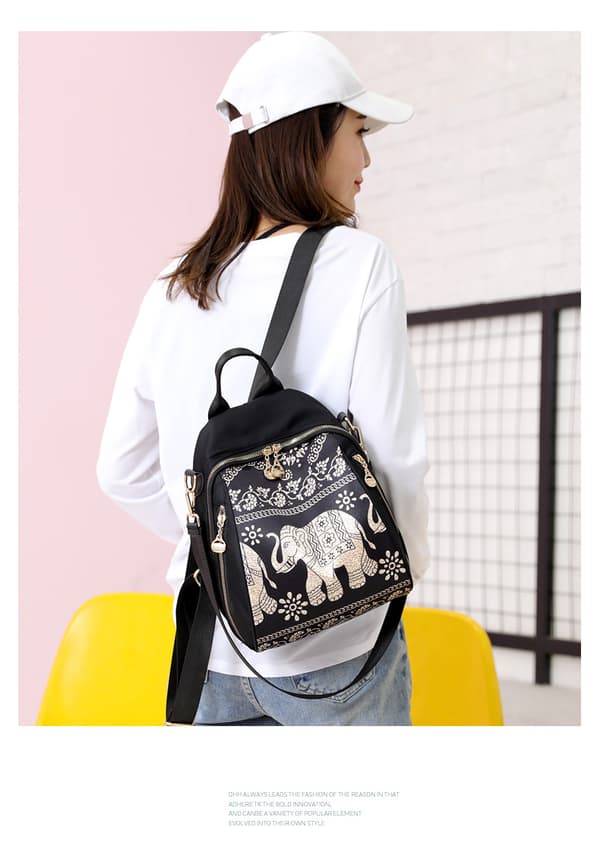 INF Nylon Dual Shoulder Ryggsäck Elephants