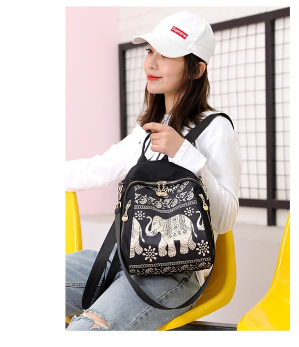 INF Nylon Dual Shoulder Ryggsäck Elephants