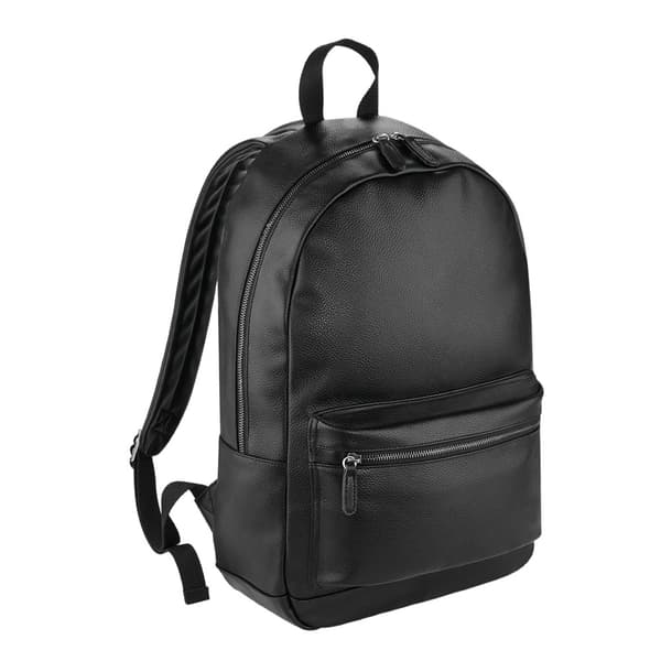 Bagbase Unisex Adult Faux Leather Backpack Black One Size