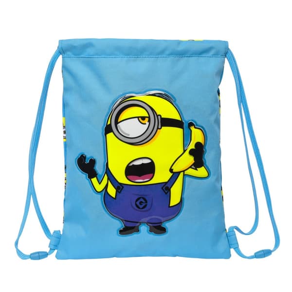 Skopåse med remmar Minions Minionstatic Blå 26 x 34 x 1 cm