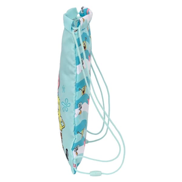 Skopåse med remmar Spongebob Stay positive Blå Vit 26 x 34 x 1 cm