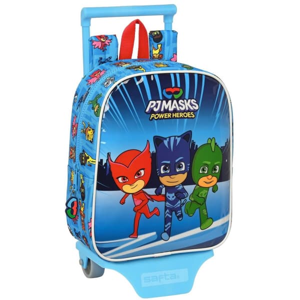 Reppu pyörillä PJ Masks Sininen 22 x 27 x 10 cm