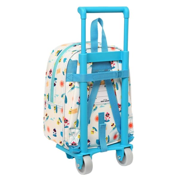 Skolväska med hjul Baby Shark Surfing Blå Vit 22 x 27 x 10 cm