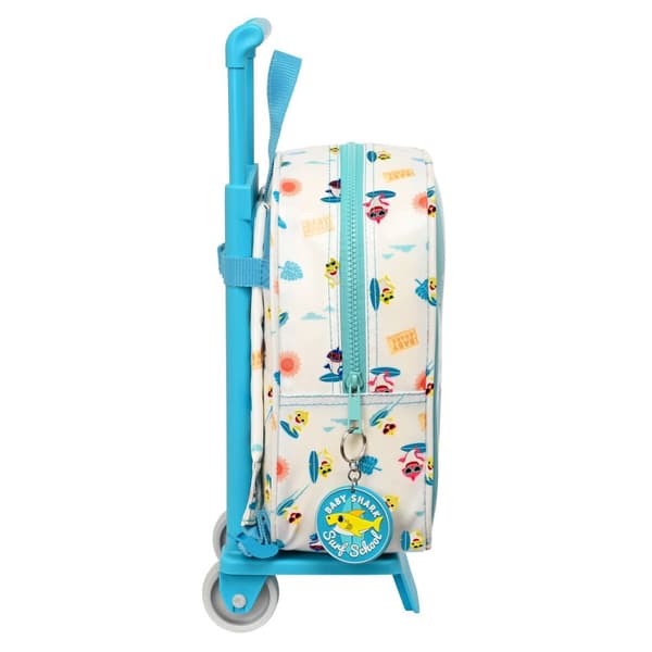 Skolväska med hjul Baby Shark Surfing Blå Vit 22 x 27 x 10 cm