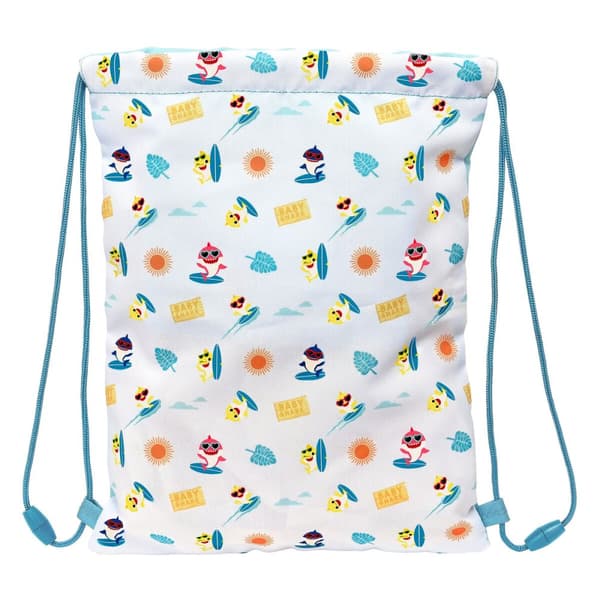 Skopåse med remmar Baby Shark Surfing Blå Vit 26 x 34 x 1 cm