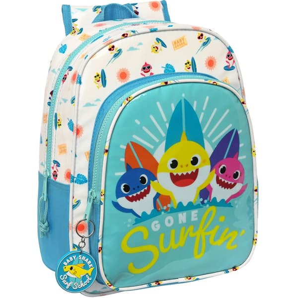 Skoletaske Baby Shark Surfing Blå Hvid 26 x 34 x 11 cm