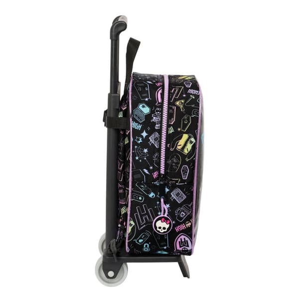Skolerygsæk med Hjul Monster High Sort 22 x 27 x 10 cm