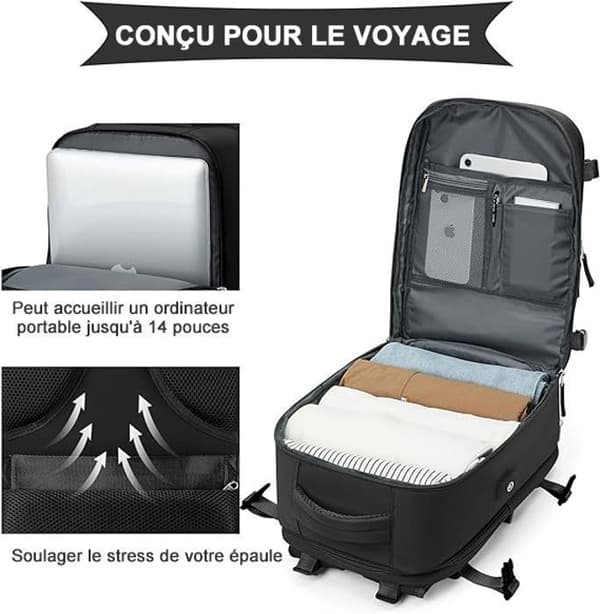 Cabin Travel Backpack - Dam - Vattentät - USB - Svart - 45x31x20 cm