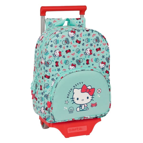 Skolerygsæk med Hjul Hello Kitty Sea lovers Turkisblå 26 x 34 x 11 cm