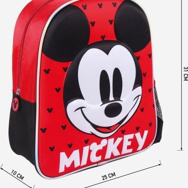 Skolväska - Mickey Mouse - 3D - Röd - 25 x 31 x 10 cm - Barn