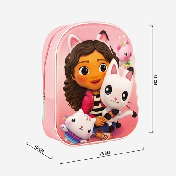 3D Skoletaske Gabby's Dollhouse Pink 25 x 31 x 10 cm