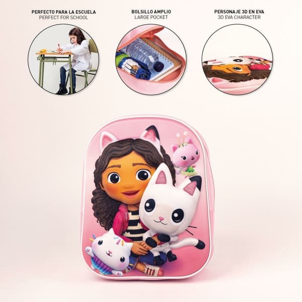 3D Skoletaske Gabby's Dollhouse Pink 25 x 31 x 10 cm