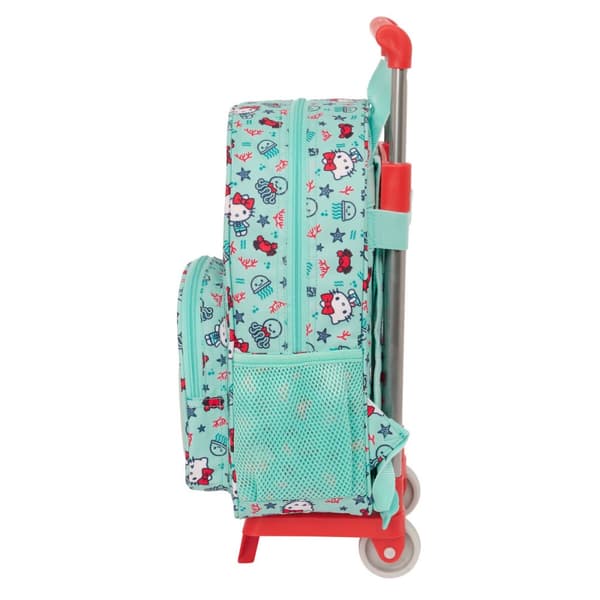 Skolerygsæk med Hjul Hello Kitty Sea lovers Turkisblå 26 x 34 x 11 cm