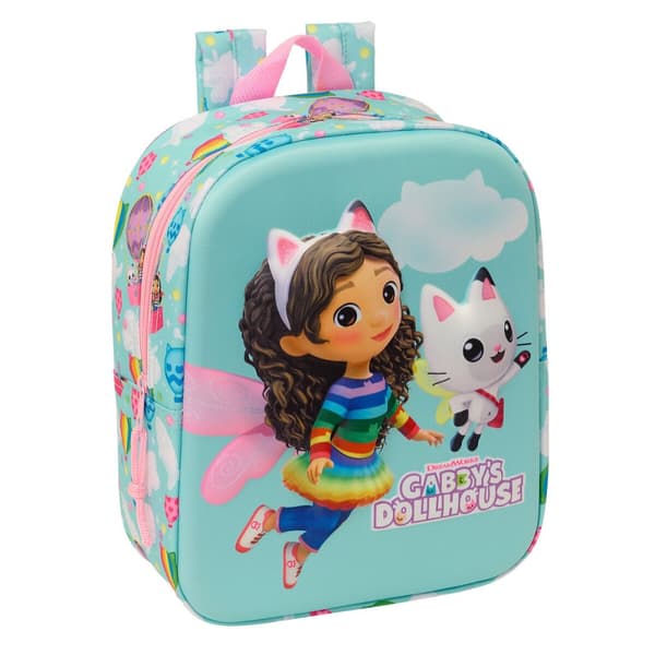 Skolebag Gabby's Dollhouse Rosa Himmelblå 22 x 27 x 10 cm 3D