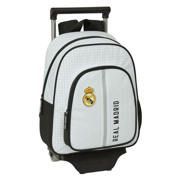 Skoleryggsekk med Hjul Real Madrid C.F. Hvit Grå 28 x 34 x 10 cm