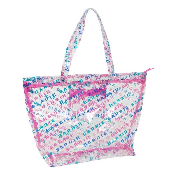 Damväska Barbie Logomania Transparent Ljusrosa 54 x 35 x 17 cm