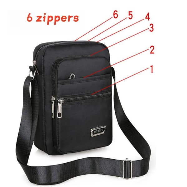 INF Crossbody-väska i nylon för män - Lätt och vattentät Six zippers