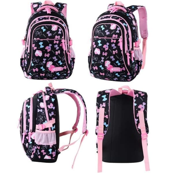 Ryggsäck Flicka Grundskola 3 i 1 - MARSEE - Vattentåligt Nylon - Rosa - Svart - 28*13*39cm