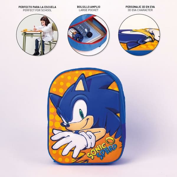 Skolryggsäck 3D Sonic Orange Blå 25 x 31 x 9 cm
