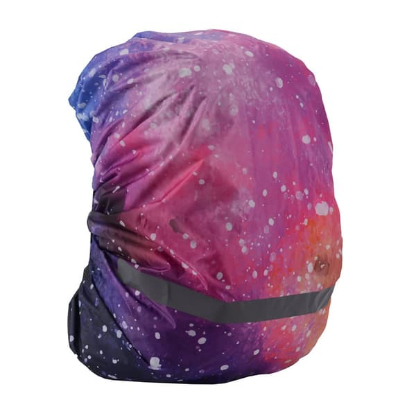 INF Vanntett ryggsekkregntrekk med reflekterende stripe Pink starry sky