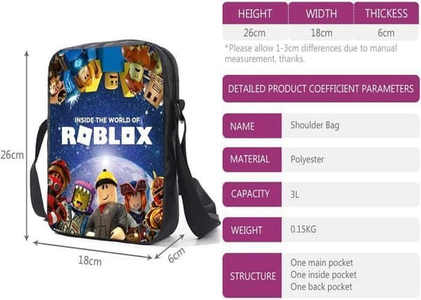 Roblox ryggsäck för pojkar med matlåda och pennfodral, skolryggsäck, datorryggsäck, 30*17*40 cm
