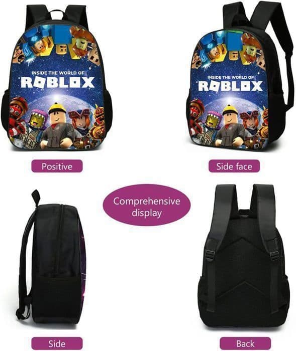 Roblox ryggsäck för pojkar med matlåda och pennfodral, skolryggsäck, datorryggsäck, 30*17*40 cm