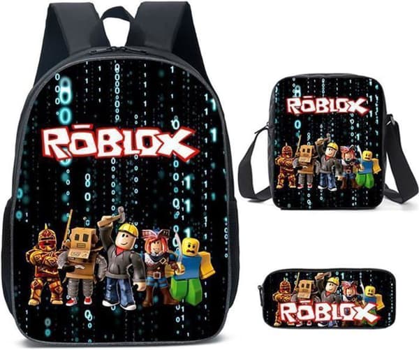 Roblox ryggsäck för pojkar med matlåda och pennfodral, skolryggsäck, datorryggsäck, 30*17*40 cm