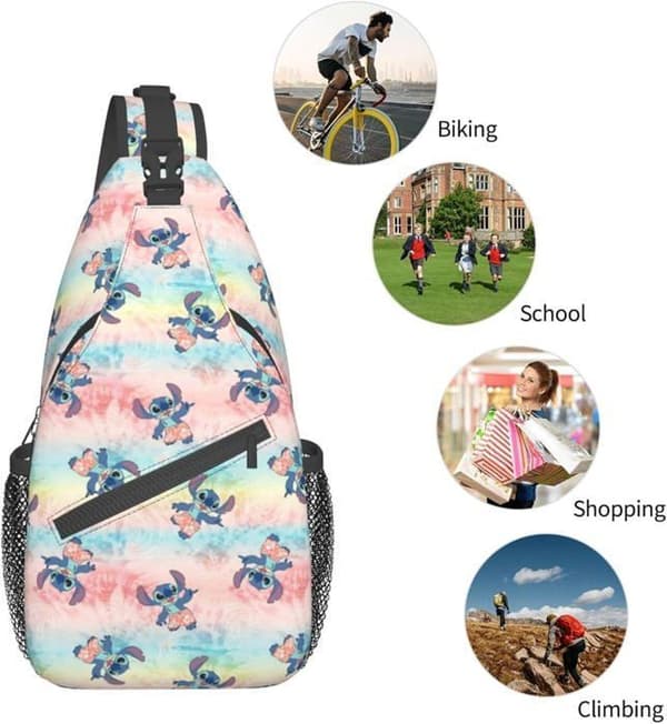 Axelväska, Stitch Crossbody-ryggsäck för resor, vandring, bröstväska, dagsäck för handväskor