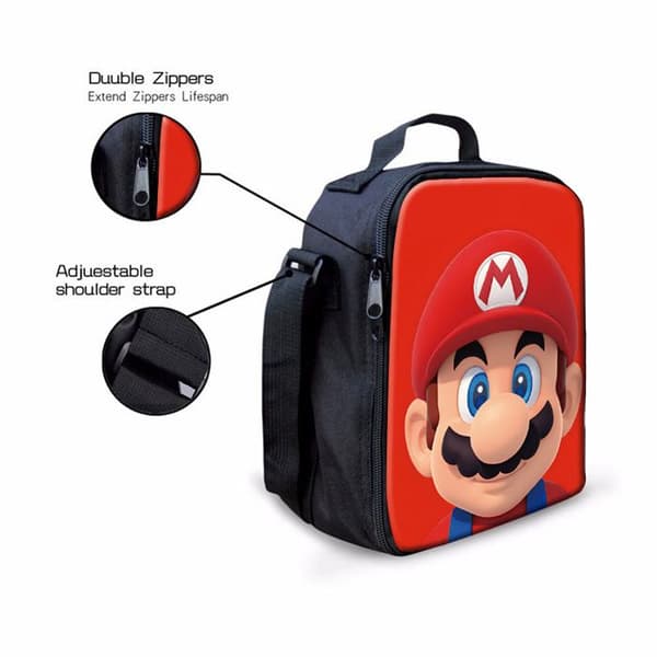 Tecknad ryggsäck 3 delar ryggsäck Set Laptopväska Reseryggsäck Game Fans, Mario Red