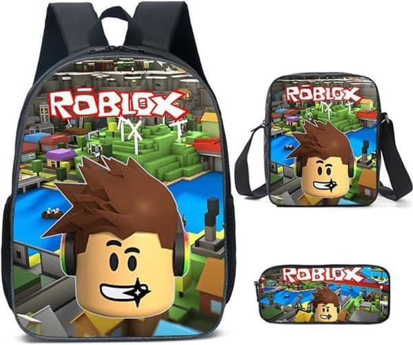 Roblox ryggsäck för pojkar med matlåda och pennfodral, skolryggsäck, stil 13, 27*17*40