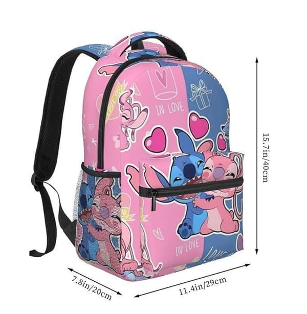 Set med 3 tecknad barnryggsäck, skolväska för pojkar och flickor, skolväska för pojkar och flickor (rosa)