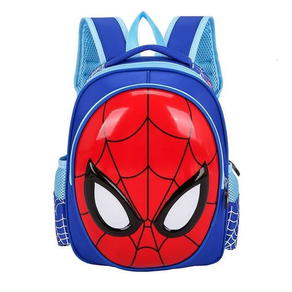 Spiderman barnryggsäck, Spiderman skolväska, grundskoleflicka Spiderman skolväska, stor kapacitet, 3D-design, blå