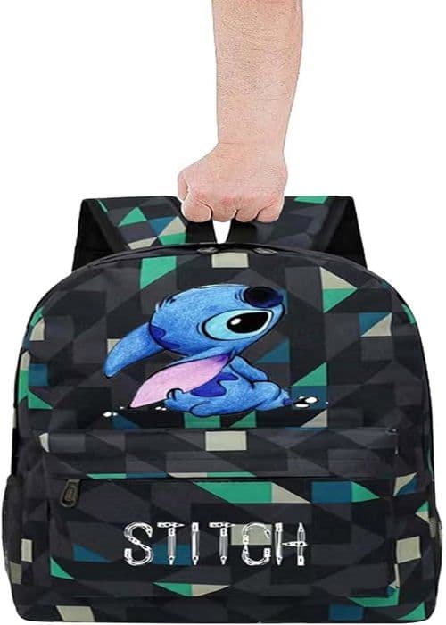 Stitch Premium skolryggsäck för pojkar och flickor med sidonätficka och framficka, 47x31x18 cm