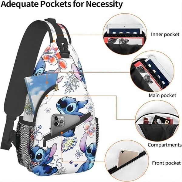 Axelväska, Stitch Crossbody-ryggsäck för resor, vandring, bröstväska, dagsäck för handväskor